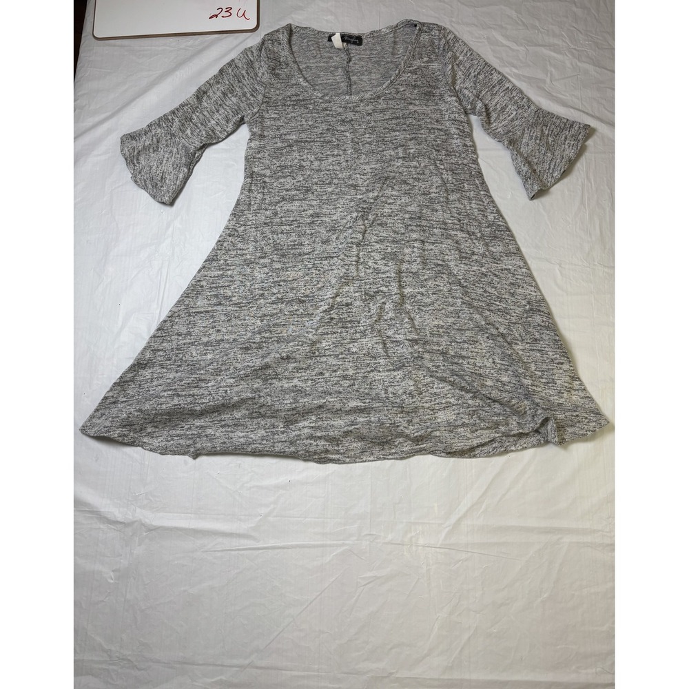 Womens French‎ Atmosphere gray/white 3/4 sleeve dress, size Medium